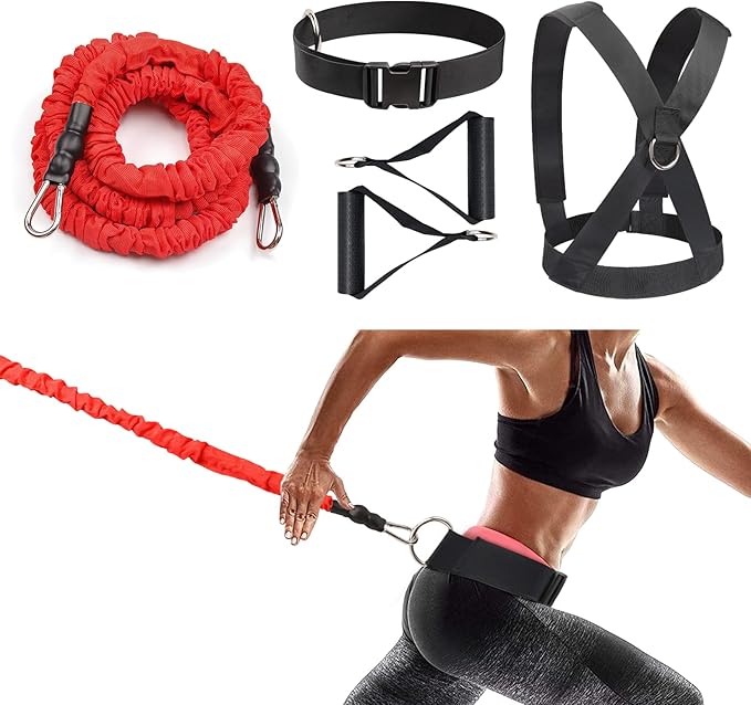 Resistance Running Training Bungee Band, Bungee Resistance Cord Set, Long Resistance Band, Lateral Movement Sprint Overspeed Training Fitness for Fast