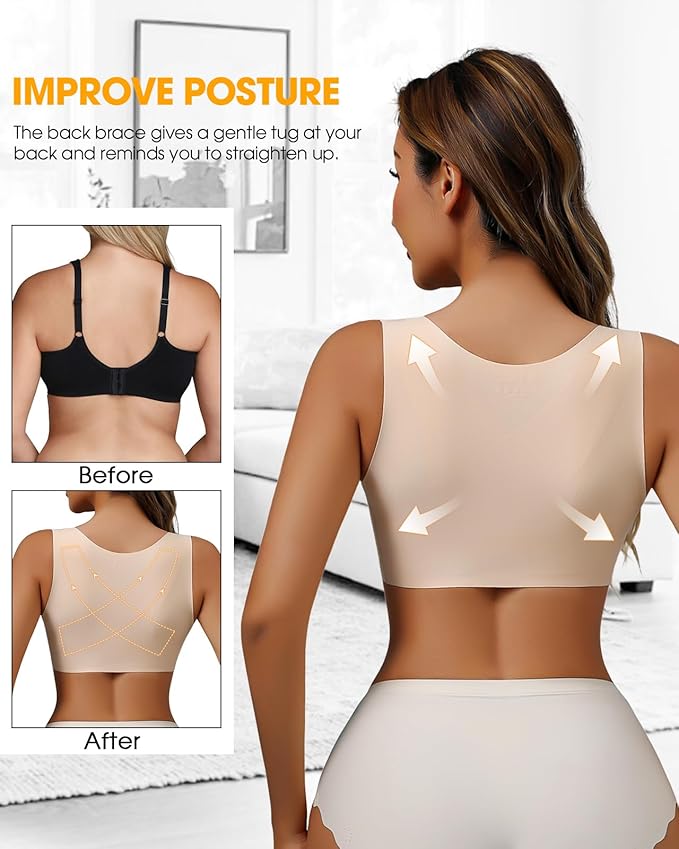 Front Closure Back Posture Corrector for Women Posture Correcting Adjustable Back Support for Women Bras Chest Shaper
