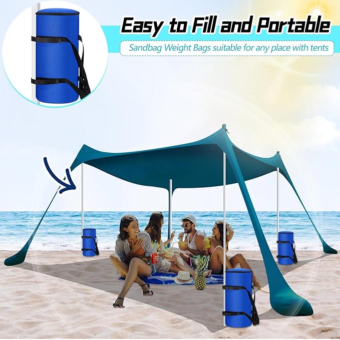 Extra Large Canopy Weights Sand Bags 300 LBS Set of 4, 600D Heavy Duty Windproof Weight Bags for Outdoor Tent, Gazebo, Patio Umbrella, Sun Shelter, Windproof Pop up Tent Weights (No Sand)(Blue)