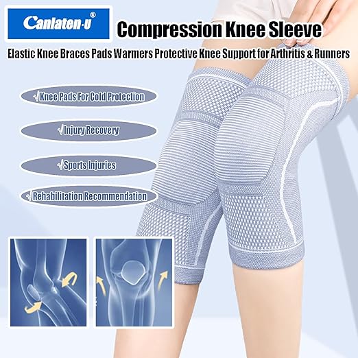 Compression Knee Sleeve for Men Women - Bamboo Charcoal Elastic Knee Braces Pads Warmers Protective Knee Support for Arthritis and Runners (Gray, X-Large)