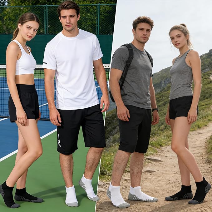 Ankle Socks for Men, Bamboo Rayon Socks with Arch Support for Running Athletic Cushioned Moisture Wicking Hiking Gym