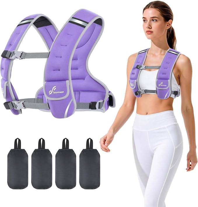 Sportneer Adjustable Weighted Vest Woman: 6-10lb/10-18lb Weighted Walking Vest for Women with 4/8 Weight Packs Fast Adjust Comfortable Weight Vest for Home Gym Burn Calories Strength Training Vests