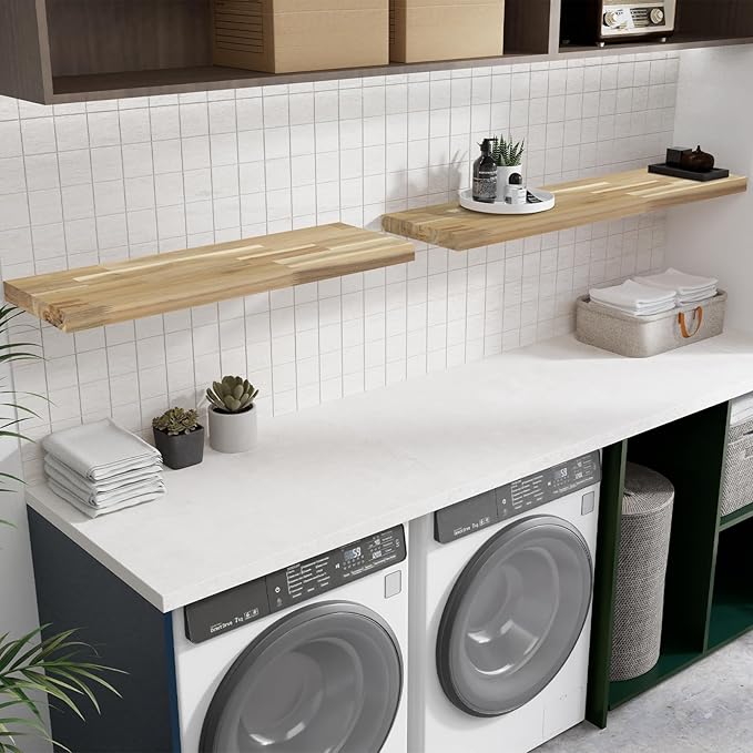 Howizz Acacia Butcher Block Shelf 12" x 8ft x 1.5" Inches, Unfinished Solid Wood Shelf Board, Wooden Plank Board