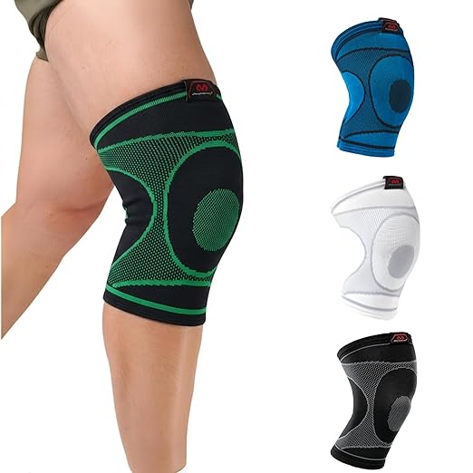 McDavid 4-Way Elastic Knee Sleeve, Compression Knee Support for Pain Relief, Soreness, All-Day Daily Activity Black/Green L