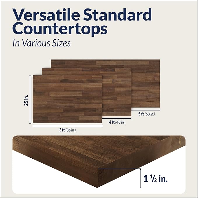 Howizz Walnut Butcher Block Countertop 36 x 25 x 1.5 Inches - Solid Wood Table Top for Desk Top, Dining Table, Workbench Top