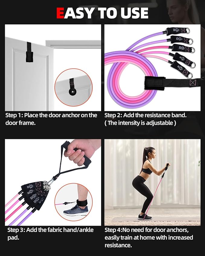Abahub Arm Training Bands Set, Resistance Bands with Handles and Ankle Straps for Woman and Man, Set for Strength Training, Workout Bands for Arms, Exercise Bands for Home Gym