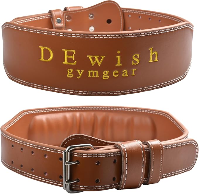 7mm Genuine Leather Weightlifting Belt, 4”& 6”Width, Double Prong Power Belt for Gym Bodybuilding, weightlifting, powerlifting, squats and deadlifts