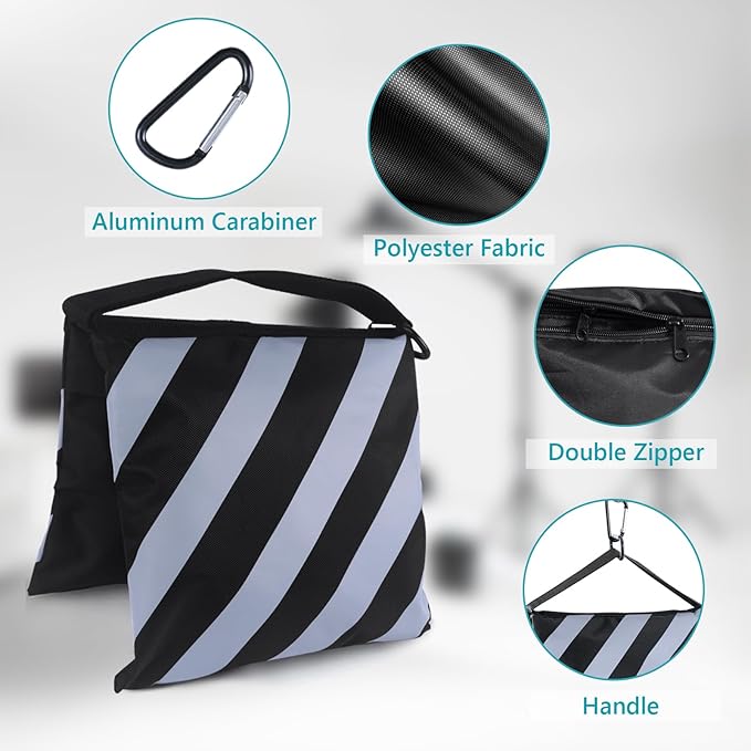 ABCCANOPY Photography Sandbag for Video Stand, Heavy Duty Weight Bags for Light Tripod, Camping Chair, 4 Packs (Grey) No Sand