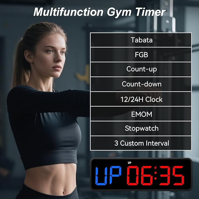Acedeck Portable Gym Timer Clock: Fitness Digital Clock with Strong Magnet - Remote Control for Fitness Enthusiasts - Powerful Battery for Home Gym Garage Boxing