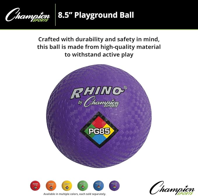 Champion Sports Playground Balls – Single Balls & Sets, Multiple Colors, Durable Nylon-Wound Construction for Kickball & Indoor/Outdoor Play