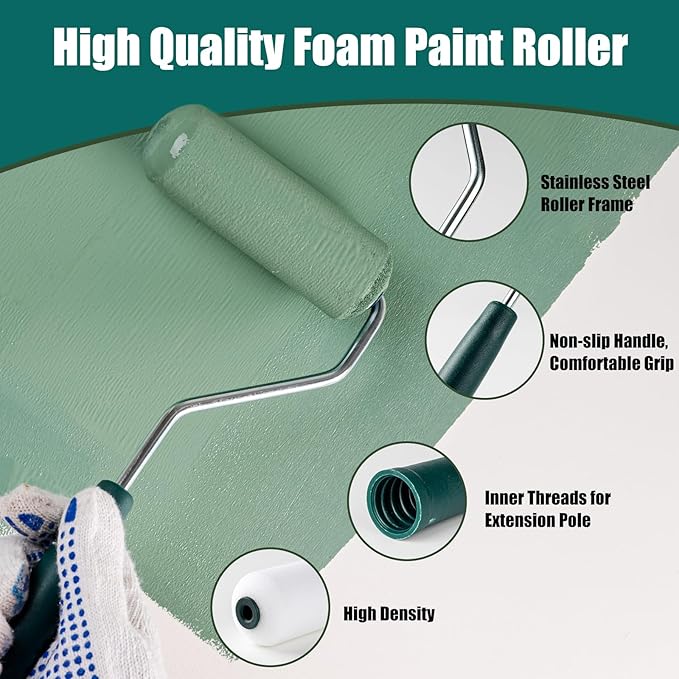 Paint Roller Kit, 19 Pack, 4"2" Small Foam Paint Roller, Mini Paint Roller with Foam Roller Covers, Paint Tray Liners, Roller Paint Brush, Paint Supplies for Painting Walls, Trim, Ceilings