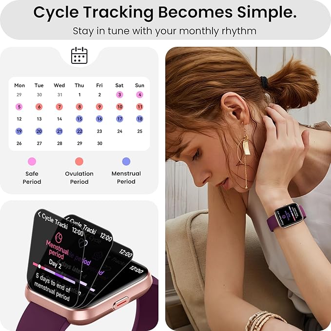 Smartwatches for Women Men Gifts, iOS Android Smart Watch with Health Monitor, Activities Track,Schedule Reminders, 3ATM Waterproof Fitness Tracker Running Watch for BT/Call/AI/Alexa Voice-Dark Purple