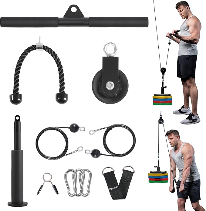 FitBeast Pulley System Gym, Cable Weight Pulley System for Gym LAT Pulldown, Biceps Curl Workout, Ideal Home Gym Equipment for Forearm, Shoulder, Strength Training