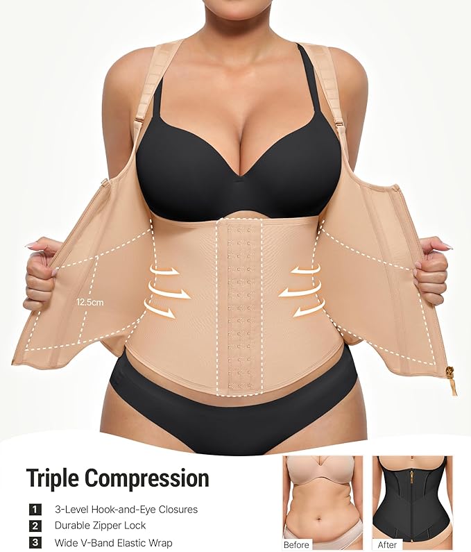 FeelinGirl Waist Trainer Vest for Women Tummy Control Corset Body Shaper Back Support Adjustable Straps Workout Faja