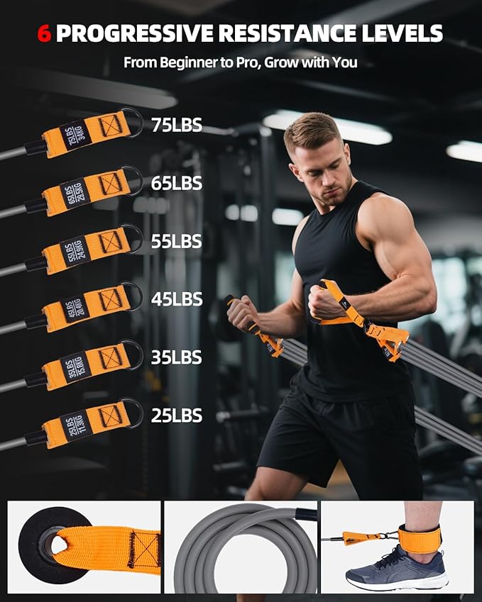 Abahub Arm Training Bands Set, Resistance Bands with Handles and Ankle Straps for Woman and Man, Set for Strength Training, Workout Bands for Arms, Exercise Bands for Home Gym