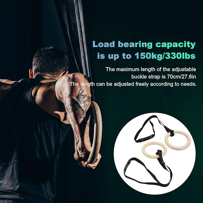 1 Pair Pull Up Training Rings Wooden Gymnastics Rings Gymnastics Rings Gymnastics Rings Suspension for Home Gym WorkoutTraining Rings
