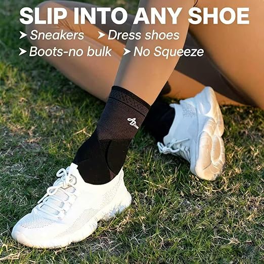 ABIRAM Ankle Brace for Men & Women - Adjustable Compression Sleeve with Wrap, Ion-Matrix Support for Sprained Ankle, Plantar Fasciitis, Achilles Tendonitis Relief - Breathable Gear for Running, Sports
