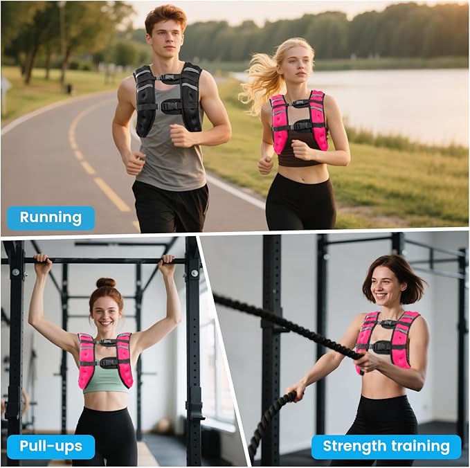 Weighted Vest, 6lb/8lb/12lb/16lb/20lb/30lb for Men, Women with Reflective Stripe, Weight Vests Adjustable for Workout, Strength Training, Running, Fitness, Muscle Building, Weight Loss clearance