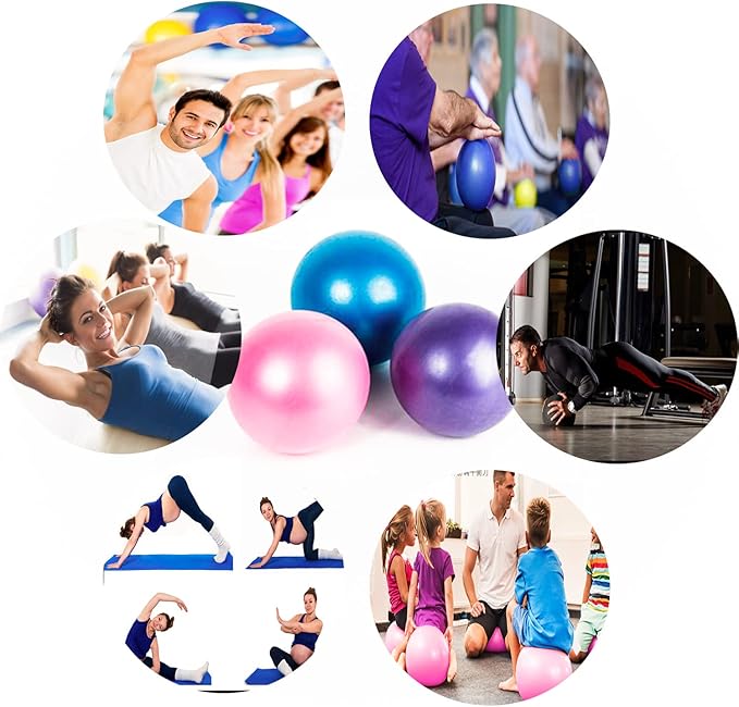 Pilates Exercise Ball for Yoga, Barre, Fitness & Physical Therapy Mini Squishy Balance Ball for Home Workouts Includes Pump for Easy Inflation