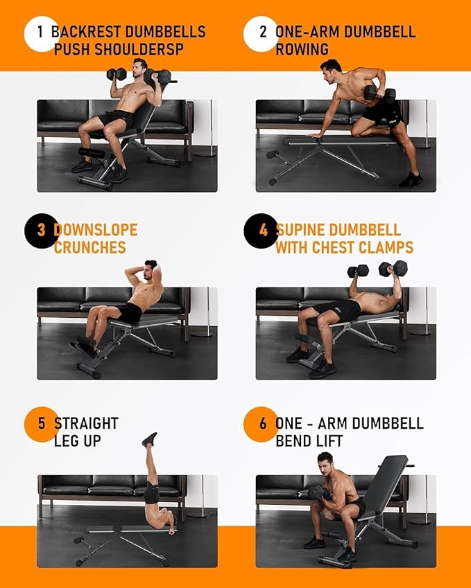 BARWING Adjustable Weight Bench Workout Bench, 1000/1300 LBS Heavy Duty Incline Decline Bench for Home Gym, Easy Assembly Foldable Training Lifting Bench