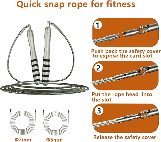 DIY Adjustable Weight Jump Rope (0.4LB /0.5LB/0.7LB) with Fast Clip,10ft Adjustable PVC+Steel Wire Rope for Tennis/Crossfit/Weight Loss/Home Gym/Workouts/Fitness - Black