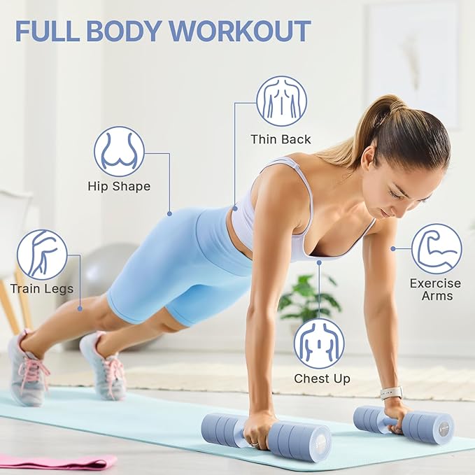 Dumbbell Set of 2, Adjustable Weight, Anti-slip Handle, Macaron Colors, Each 2.2/4.4/6.6/8.8 lbs, 4 in 1 Hand Weights for Women at Home, Blue