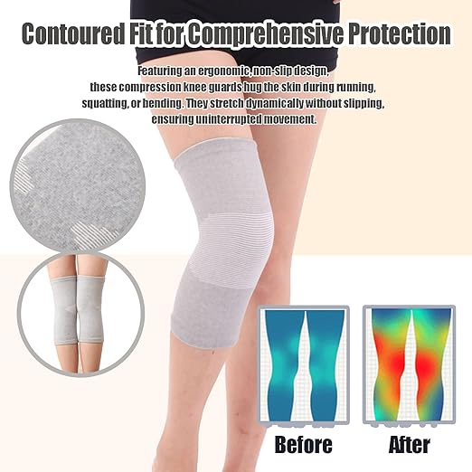 Bamboo Charcoal Compression Knee Sleeve - 2 Pairs Elastic Warm Knee Brace for Men and Women - Compression Knee Pads for Arthritis (Black+Gray, X-Large)