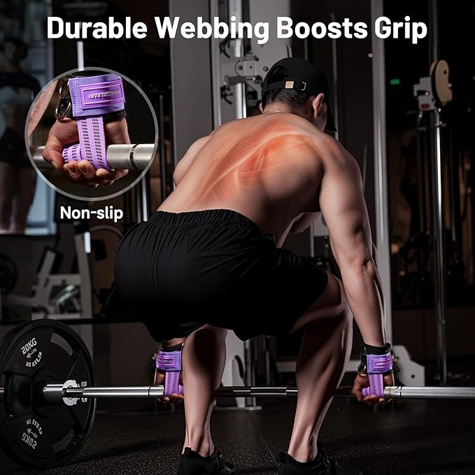 MANUEKLEAR Non-Slip Wrist Straps for Weightlifting Deadlifting, Gym Lifting Straps with D Rings for Cable Machine Workout, 10mm Neoprene Padded Weight lifting Wrist Wraps for Men Women