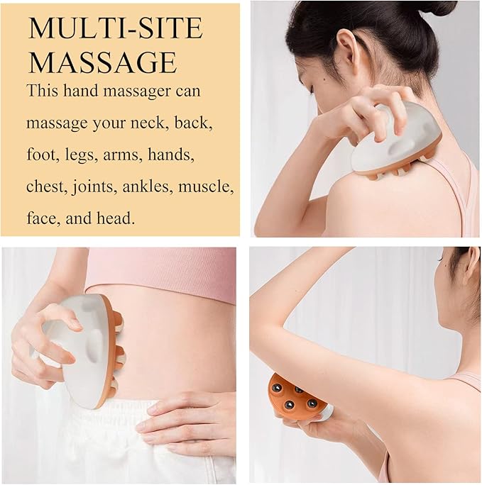 WMM 2 Pcs Hand Held Massager, Full Body Massage Tool with Roller Ball Massager Manual 360-degree-roller for Muscle Back Neck Joint Foot Shoulder Leg Pain Relief with Portable Design (Green&Green)