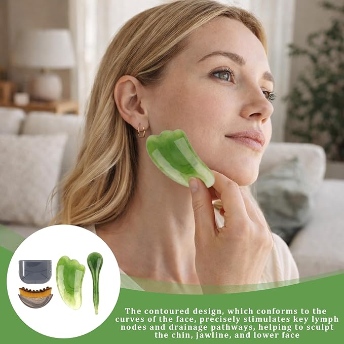 Lymphatic Contour Face Brush,with A Patting Stick and A Sha Board.,Lymphatic Drainage Massager,Contour Brush,Sha Facial Tools for Face Chin & Jawline Sculpting and Relieve