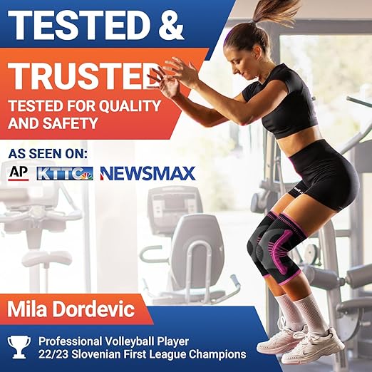 DR. BRACE ELITE Knee Brace with Size Stabilizer (2 Pack) Knee Brace for Women & Men, Workout, Sports, Daily Knee Compression Sleeve for Maximum Knee Pain Support & Fast Recovery (Orion, Large)