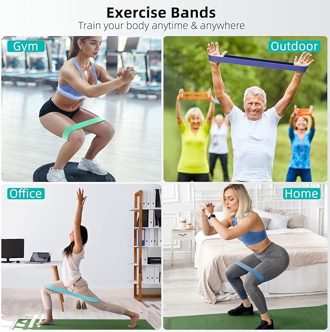 Resistance Bands for Working Out, 5-Pack Elastic Loop Exercise Bands for Strength Training Stretching, Home Gym Equipment for Pilates Yoga Physical Therapy, Leg Glute Arm Workout Kit for Women Men
