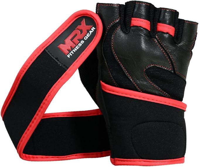 MRX Weight Lifting Pro Level Gloves with 18 Inches Long Wrist Strap Gym Workout Exercise & Fitness in