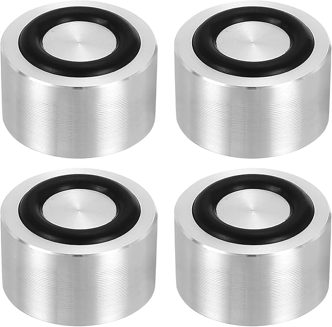 uxcell M8 Thread 20mm / 0.8" Dia 20mm Thick Aluminum Circle Disc Glass Top Adapter 4pcs Round Solid Table Feet Pad Plate Hardware with Anti-Slip Rubber Ring