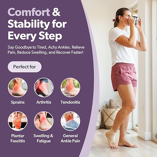 BraceAbility Elastic Ankle Support Brace - Lightweight Slip on Foot and Ankle Compression Sleeve for Gymnastics, Dance, Sports, Running, Exercise, and Sprained Ankle Swelling for Women and Men (Beige, 2XL)