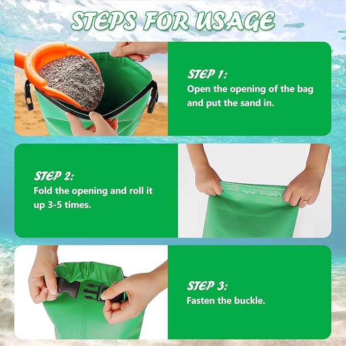 2 Pack 10L/25lb Universal Pool Step Weights 250D PVC Waterproof Swimming Pool Ladder Weights No Breaken Above Ground Pool Ladder Sand Bags, Foldable Pool Stair Weights for Pool Steps (Green)