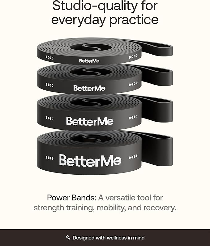 BetterMe Power Bands - Heavy Duty Resistance Bands for Working Out - Long Loop Resistance Bands for Strength Training, Pull Up Assistance, Mobility & Stretching