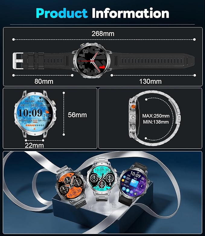 LIGE Military Smart Watches for Men(2 Bands),1000mAh/1.85" HD Large Screen Smartwatch, Flashlight/110+ Sports Modes/IP68 Waterproof/Sleep Monitor, Fitness Tracker Watch for iOS Android,Silver