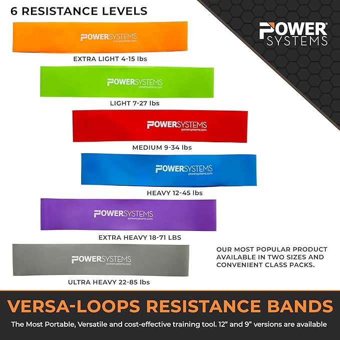 Power Systems Mini Versa Loop – 9" Commercial Grade Exercise Resistance Band for Working Out, Elastic Band for Physical Therapy, Strength, Fitness Training at Home or Gym
