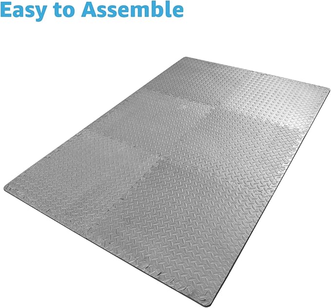 Art3d 48 Sq.Ft Eva Puzzle Exercise Mats, 1/2" Thick Foam Interlocking Tiles for Flooring, Workout, Gym Equipments, Pack of 12, Grey