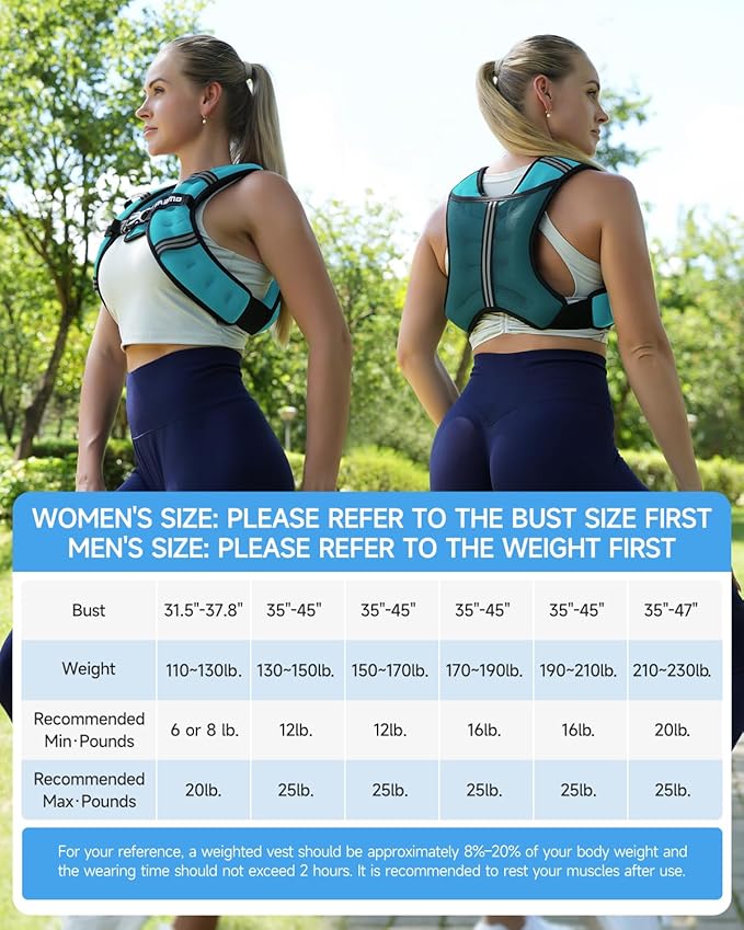 Weighted Vest, 6lb/8lb/12lb/16lb/20lb/25lb Weighted Vest Woman with Detachable Phone Pouch, Suitable for Women, Men, Ideal for Workout, Strength Training, Fitness, Running, Weight Loss, Walking