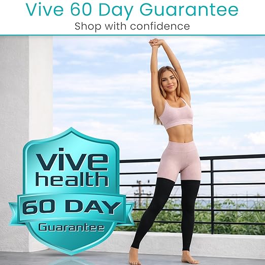 Vive Full Leg Compression Sleeves for Men & Women (Pair) - Knee, Calf, & Thigh Support Brace Wrap for Basketball, Football, Wrestling - Footless Long Running Accessories for Shin Splints (Large)