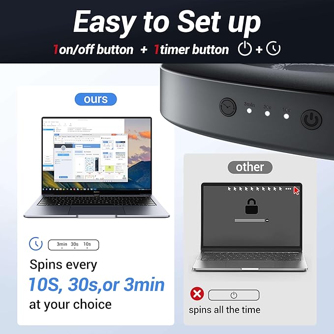 MEKASS Mouse Mover with Adjustable Interval Timer and Ultra-Silent Motor, Mouse Jiggler Simulates Real Mouse Movement, No Need Software, Mouse Jiggers for Keeping Computer Awake(Black)