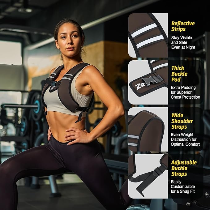 ZELUS Weighted Vest, Washable Z-Fit Soft Iron Weighted Vest for Women and Men, 5/10/15 lb Weight Vest with Reflective Strips & Adjustable Straps, Ultra Thin Weight Vest for Gym Strength Training
