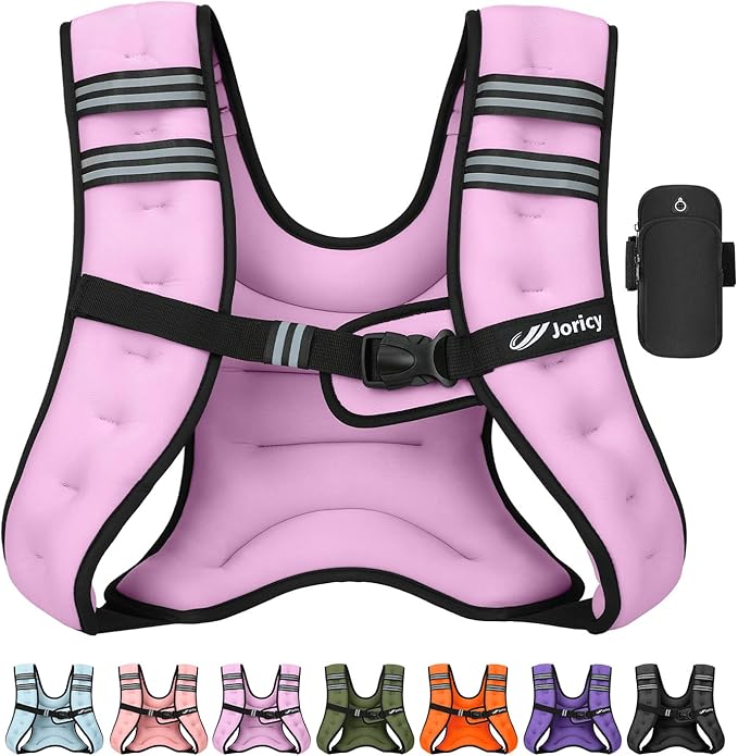Weighted Vest Woman 5lb/8lb/10lb/12lb/15lb/20lb/25lb/30lb Weight Vest for Women Men, Rucking Vests with Reflective Stripe for Running Workout Walking Strength Training Weight Loss Fitness Weightlifting