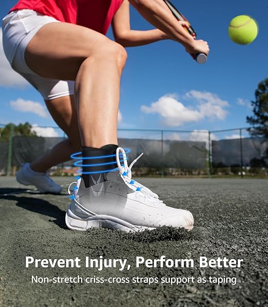Slim-Fit Ankle Brace for Sprained Ankle, Quick Lace Up Ankle Support for Women Men with 2 Auto-Shaped Pads, Air Fabric Cool Ankle Stabilizer for Injury Recover, Running,Sports, XL(14”-15”)
