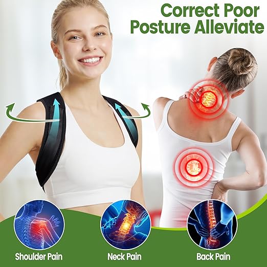Posture corrector for men and women Adjustable Back brace Comfortable & Breathable Posture corrector for Back & Shoulder Invisible Back Support straightener Pain Relief Back brace for women(Medium)
