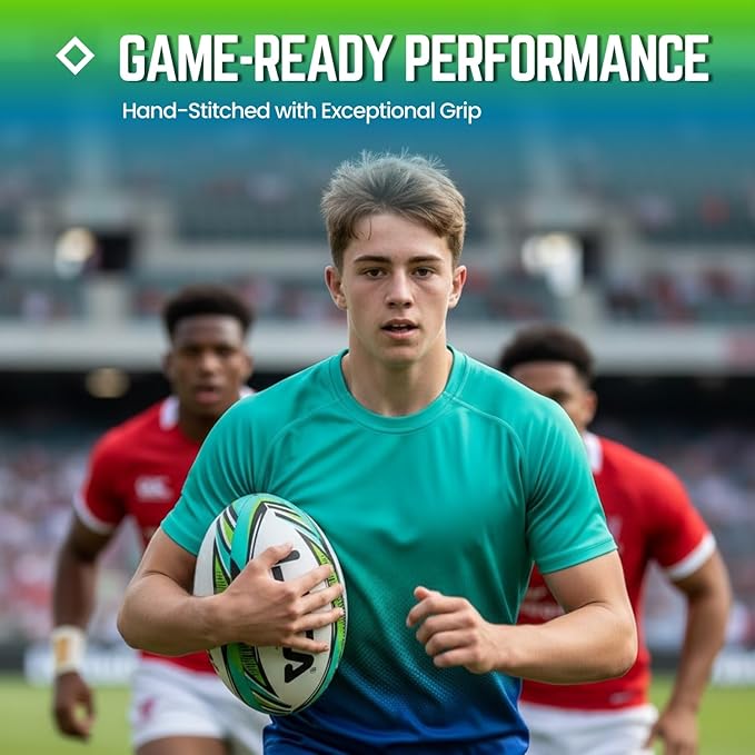 LUCA Rugby Ball Youth and Adult Sizes 3, 4 & 5 - Hand Stitched Super Grip Training Ball - Durable 3-Ply Waterproof Surface for College & Club Practice