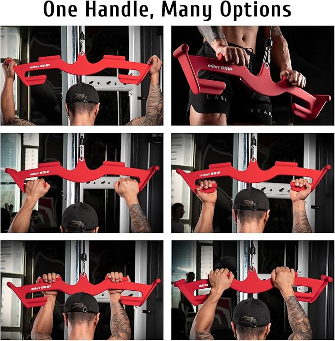 LAT Pull Down Bars Set, Triangular Stability LAT Pulldown Attachments with 8 Ergonomic Handles for Whole Back Training, Non-Slip Cable Machine Attachment for Gym Home Workout