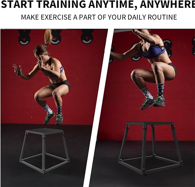 Garvee Steel Plyo Box for Exercise, Plyometric Jumping Box Metal Exercise Step Up Box with Anti-Slip Surface for Home Gym Training,Single and Set